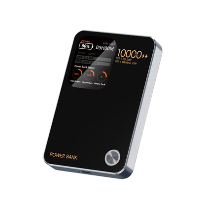 MOXOM MX-PB225 10000mAh Wireless Power Bank – Colour Display, 20W PD Fast Charging + 15W Wireless