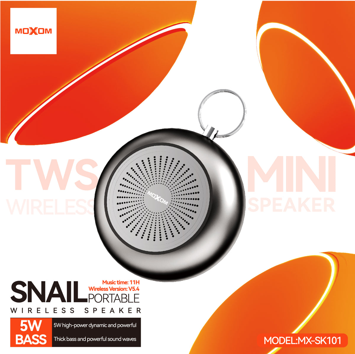 MOXOM MX-SK101 Mini Bluetooth Speaker – Pocket-Size, Lightweight, All-Day Battery