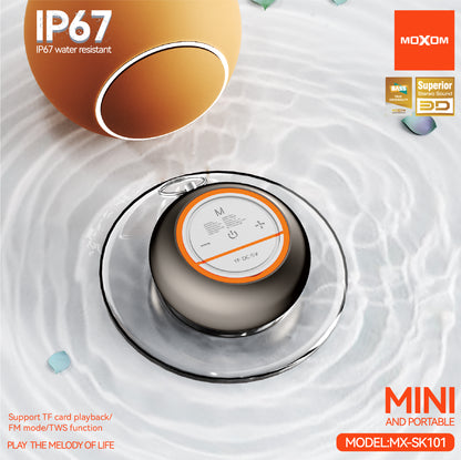 MOXOM MX-SK101 Mini Bluetooth Speaker – Pocket-Size, Lightweight, All-Day Battery