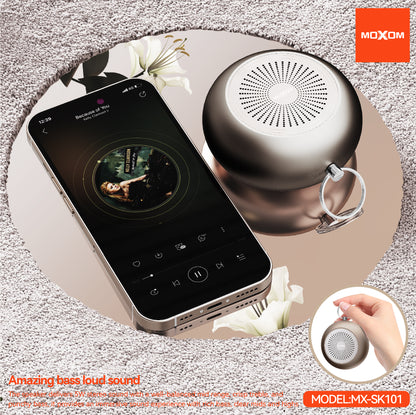 MOXOM MX-SK101 Mini Bluetooth Speaker – Pocket-Size, Lightweight, All-Day Battery