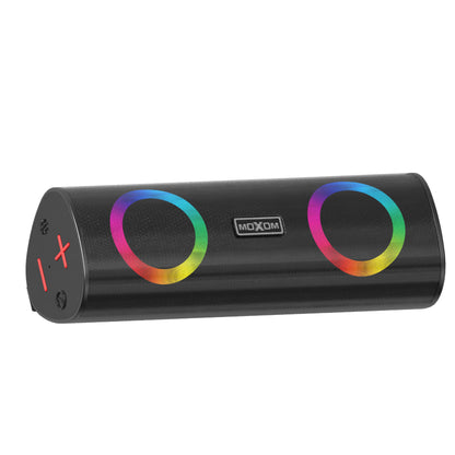 MOXOM MX-SK68 Bluetooth Speaker – 10W Stereo, RGB Lights, Bluetooth 5.2, USB/TF/AUX, Hands-Free Calls