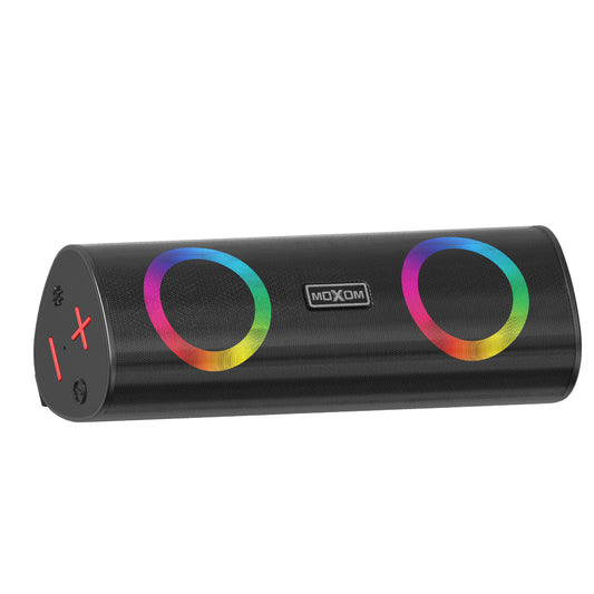 MOXOM MX-SK68 Bluetooth Speaker – 10W Stereo, RGB Lights, Bluetooth 5.2, USB/TF/AUX, Hands-Free Calls