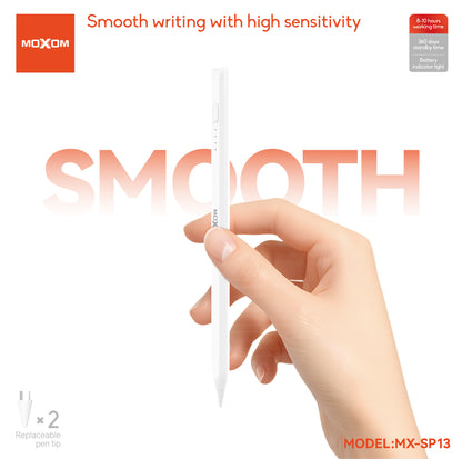 MOXOM MX-SP13 Stylus Pencil for iPad – Replaceable POM Nib, 8–10H Use, 40-Min Type-C Charge
