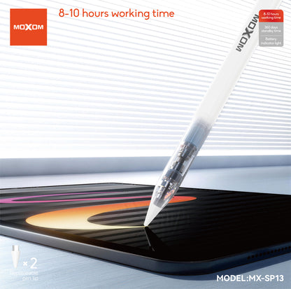 MOXOM MX-SP13 Stylus Pencil for iPad – Replaceable POM Nib, 8–10H Use, 40-Min Type-C Charge