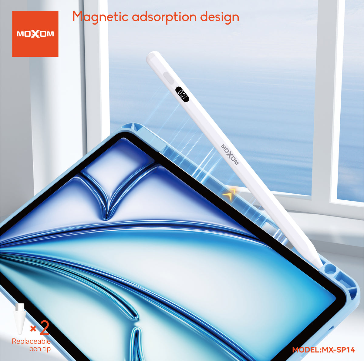 MOXOM MX-SP14 Rechargeable Stylus Pen – Precision Capacitive Touch, 10H Use, Type-C, Aluminium Body