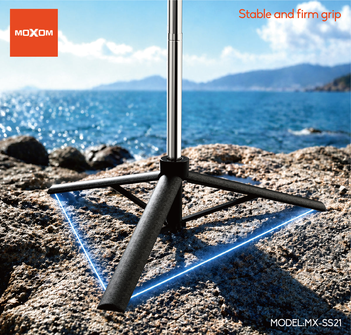 MOXOM MX-SS21 Phone Photography Stand – Extends to 1.8m, Bluetooth Remote, Fits Phones up to 7"