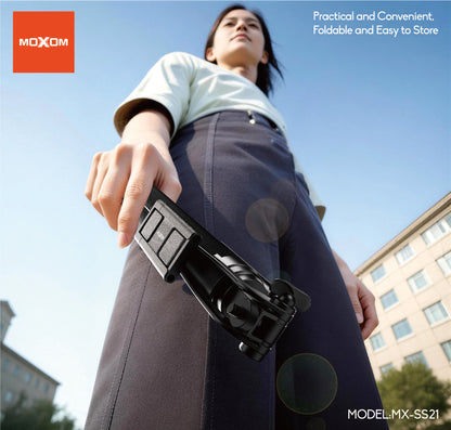 MOXOM MX-SS21 Phone Photography Stand – Extends to 1.8m, Bluetooth Remote, Fits Phones up to 7"