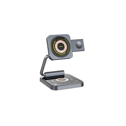 MOXOM MX-ST30 3-in-1 Foldable Magnetic Wireless Charger – Phone, Earbuds & Watch, Travel Stand