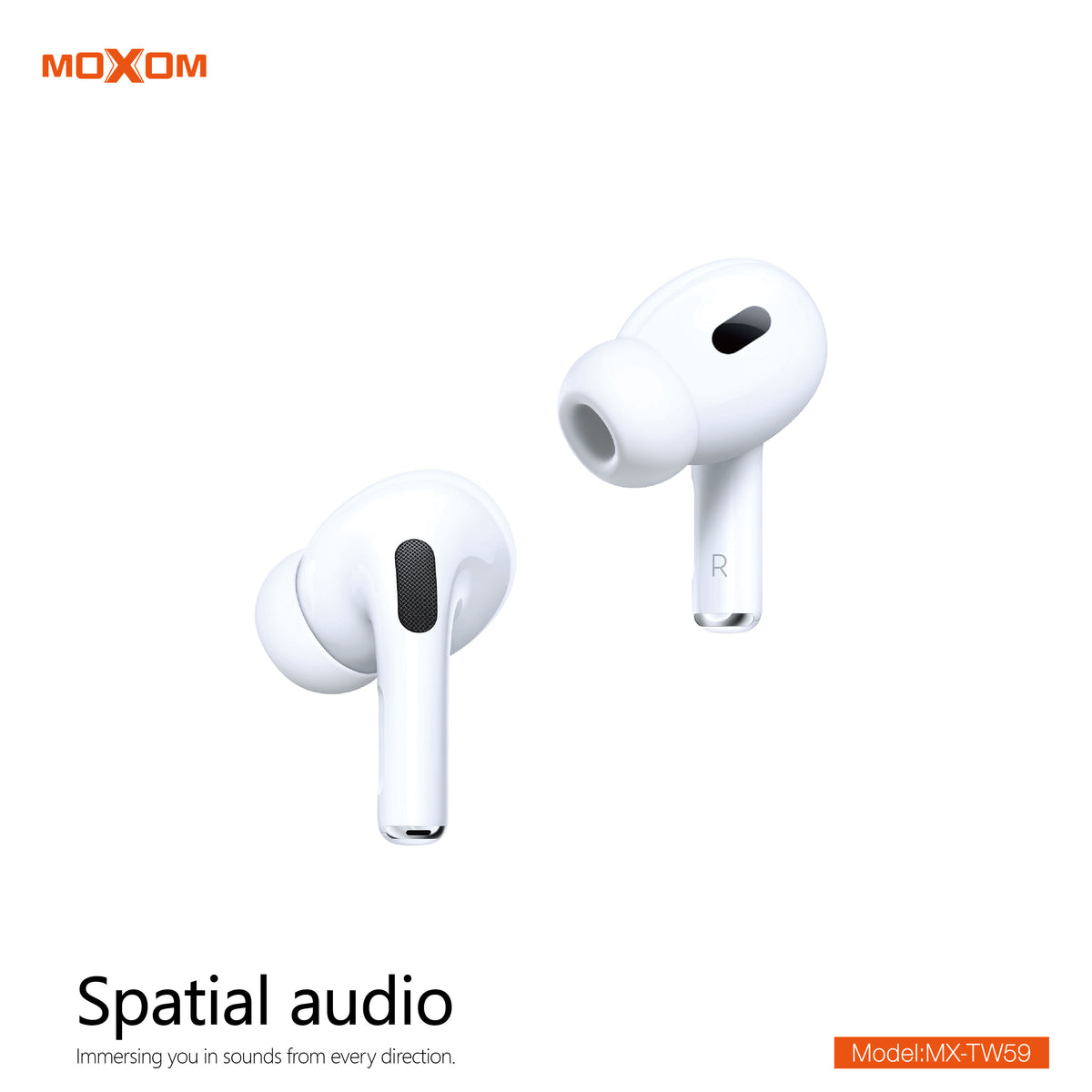 MOXOM MX-TW59 Spatial Audio True Wireless Earbuds – Bluetooth 5.3, 1H Fast Charge, Type-C