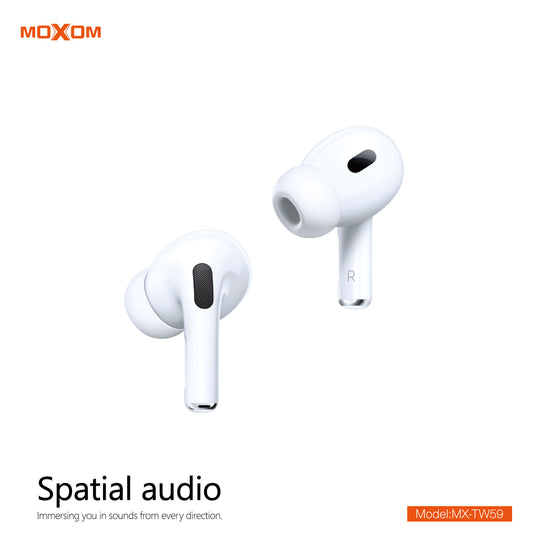 MOXOM MX-TW59 Spatial Audio True Wireless Earbuds – Bluetooth 5.3, 1H Fast Charge, Type-C