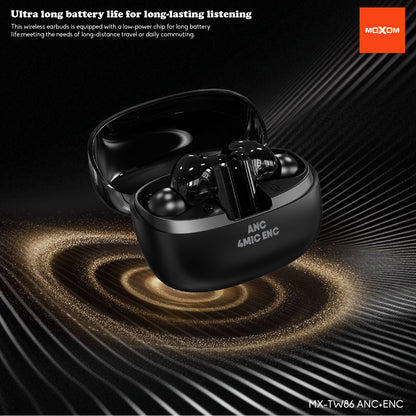 MOXOM MX-TW86 ANC Wireless Earbuds – Active Noise Cancelling + 4-Mic ENC Clear Calls, BT 5.3