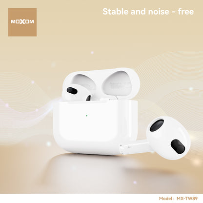 MOXOM MX-TW89 Air 4 Wireless Earbuds – Bluetooth 5.3, 6H Playback, 250-Day Standby, Lightning Case