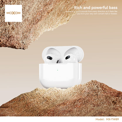 MOXOM MX-TW89 Air 4 Wireless Earbuds – Bluetooth 5.3, 6H Playback, 250-Day Standby, Lightning Case
