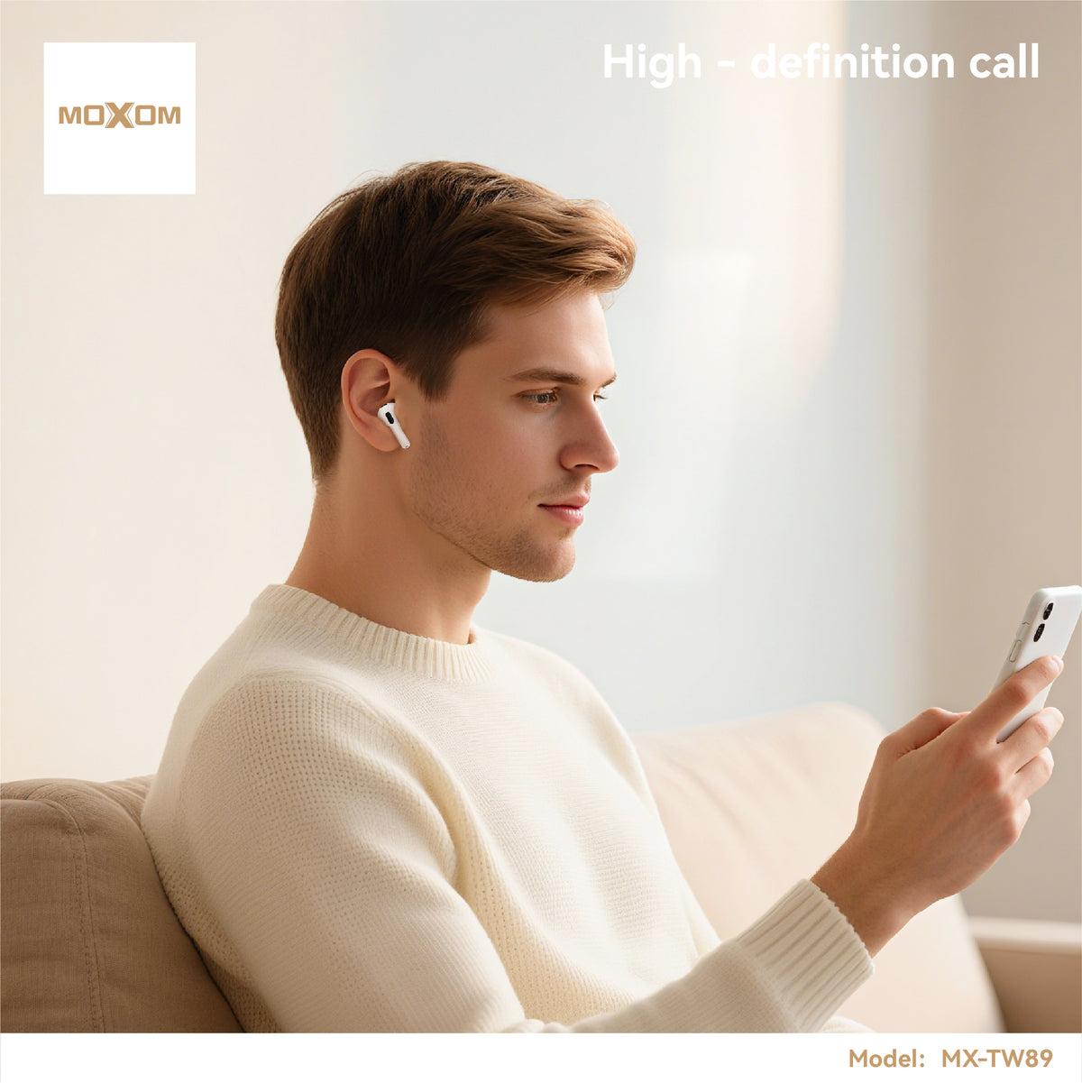 MOXOM MX-TW89 Air 4 Wireless Earbuds – Bluetooth 5.3, 6H Playback, 250-Day Standby, Lightning Case