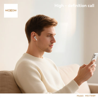 MOXOM MX-TW89 Air 4 Wireless Earbuds – Bluetooth 5.3, 6H Playback, 250-Day Standby, Lightning Case