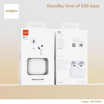 MOXOM MX-TW89 Air 4 Wireless Earbuds – Bluetooth 5.3, 6H Playback, 250-Day Standby, Lightning Case