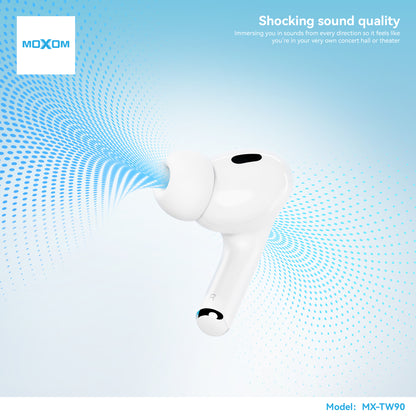 MOXOM MX-TW90 Air 5 Wireless Earbuds – Bluetooth 5.3, 6H Playback, 250-Day Standby, Type-C Case