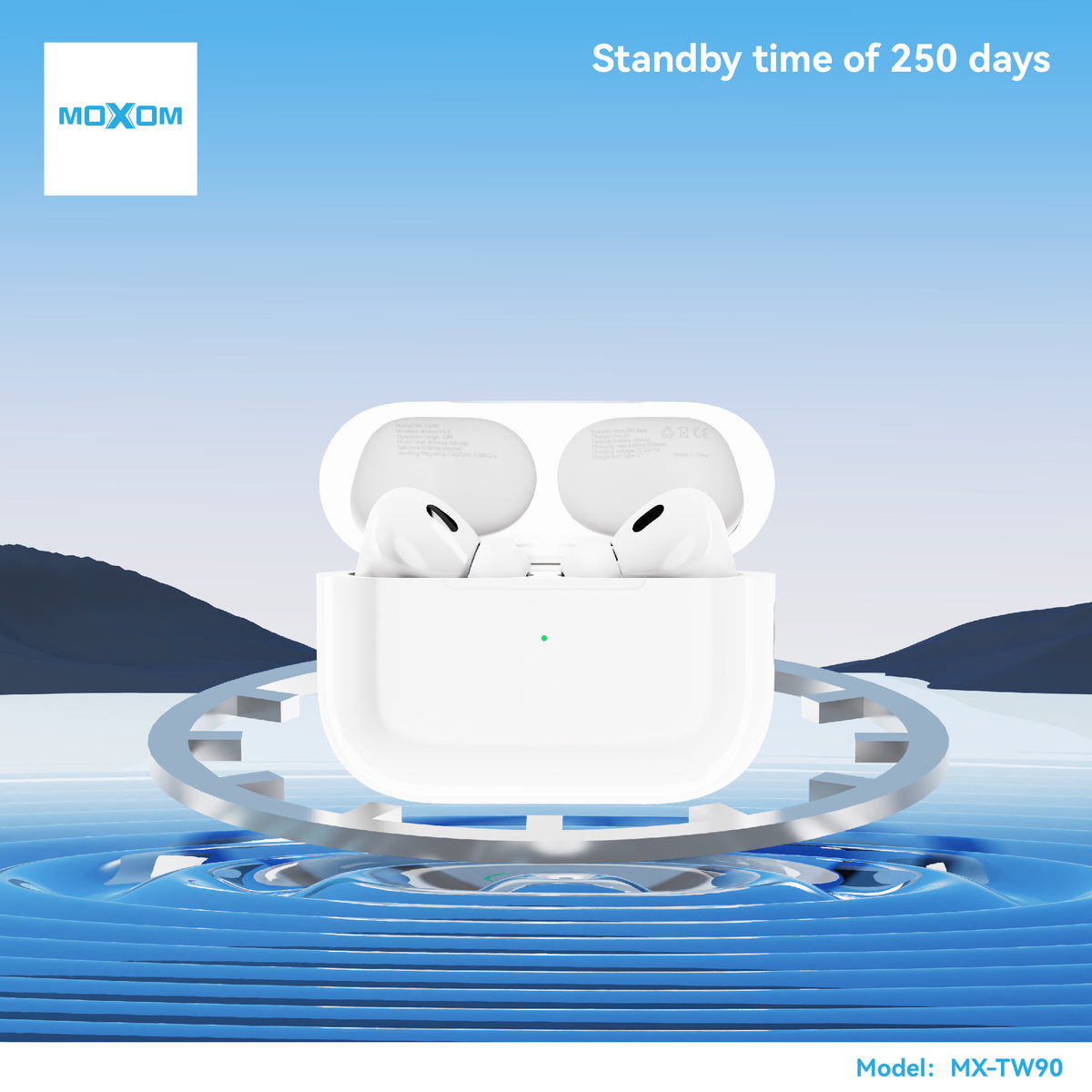 MOXOM MX-TW90 Air 5 Wireless Earbuds – Bluetooth 5.3, 6H Playback, 250-Day Standby, Type-C Case