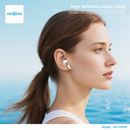 MOXOM MX-TW90 Air 5 Wireless Earbuds – Bluetooth 5.3, 6H Playback, 250-Day Standby, Type-C Case