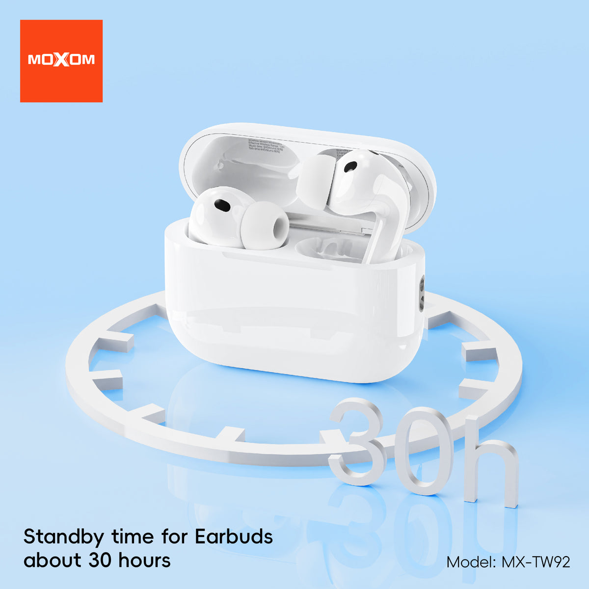 MOXOM MX-TW92 Air 8 Wireless Earbuds – Bluetooth 6.0, 5H Music, Clear Calls, Type-C Case