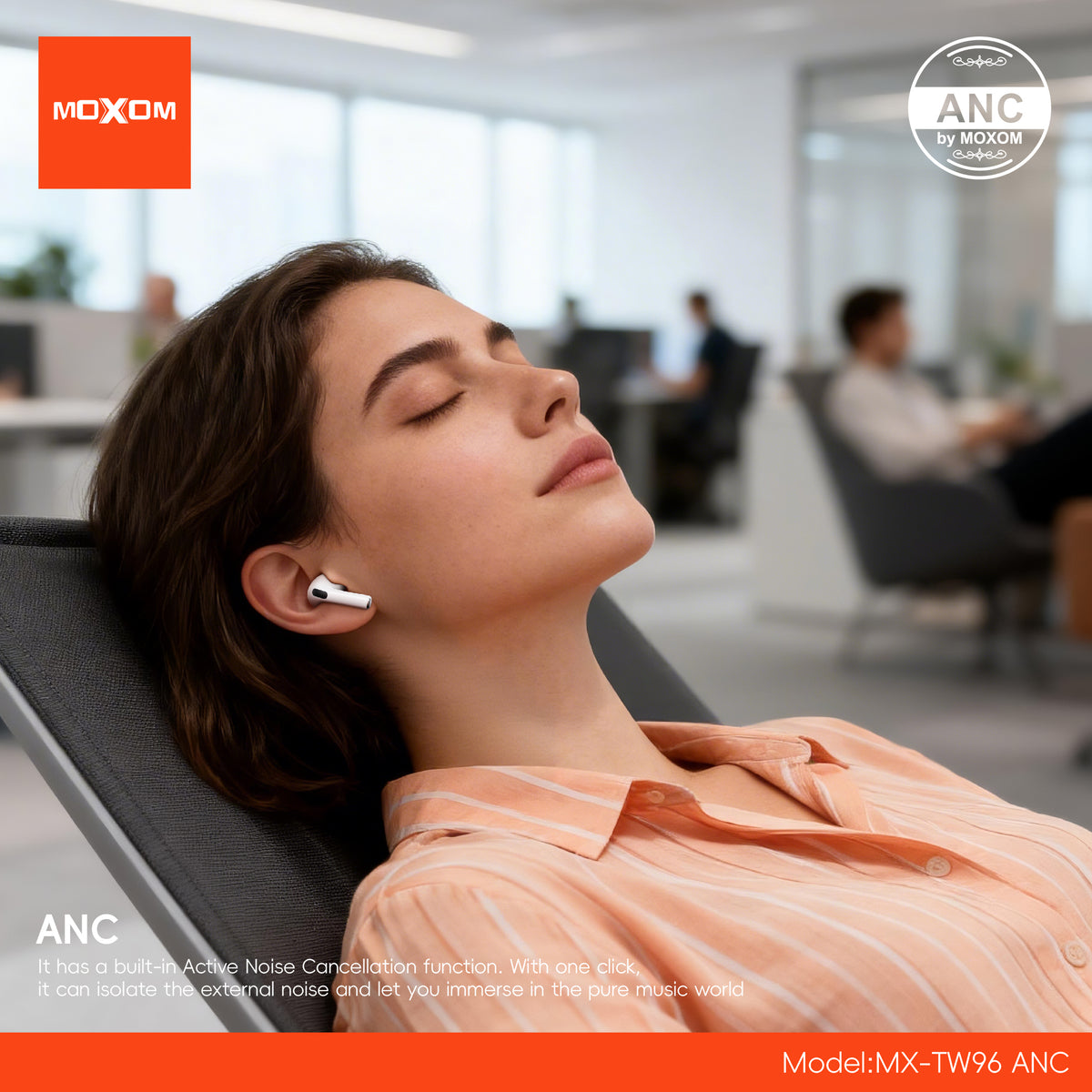 MOXOM MX-TW96 HeartPulse ANC Wireless Earbuds – Noise Cancelling up to 25dB, Bluetooth 6.0, 13mm Driver