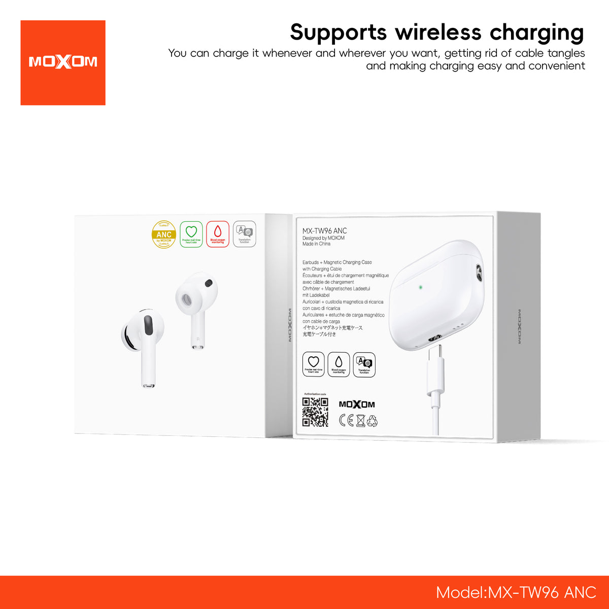 MOXOM MX-TW96 HeartPulse ANC Wireless Earbuds – Noise Cancelling up to 25dB, Bluetooth 6.0, 13mm Driver