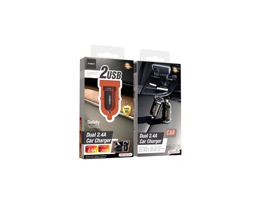 MOXOM MX-VC10 Mr. Click Dual USB Car Charger – 2.4A Per Port, Compact, 12-24V, Black