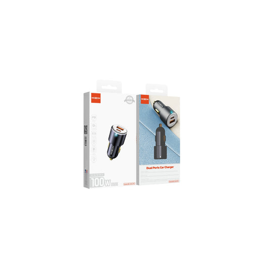 Moxom MX-VC23 100W PD Dual Port Car Charger - white background packaging shot