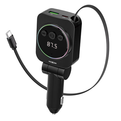 MOXOM MX-VC47 Reverie 5-in-1 Car Charger – 45W, Retractable Type-C Cable + USB-A + USB-C, 12-24V