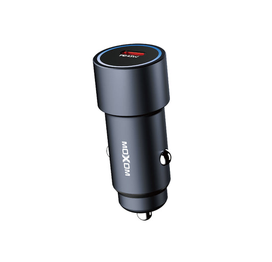 MOXOM MX-VC51 Mini USB-C Car Charger – PD 45W Fast Charging, Compact, 12–24V, Grey
