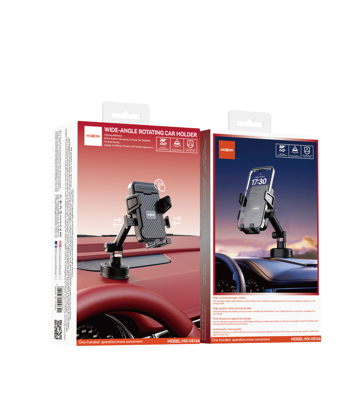 MOXOM MX-VS164 Talon Car Phone Holder – Multi-Angle Rotation, Built-In Type-C Charging, 140g