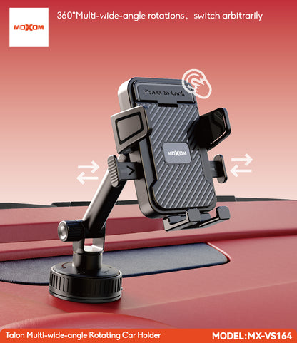 MOXOM MX-VS164 Talon Car Phone Holder – Multi-Angle Rotation, Built-In Type-C Charging, 140g