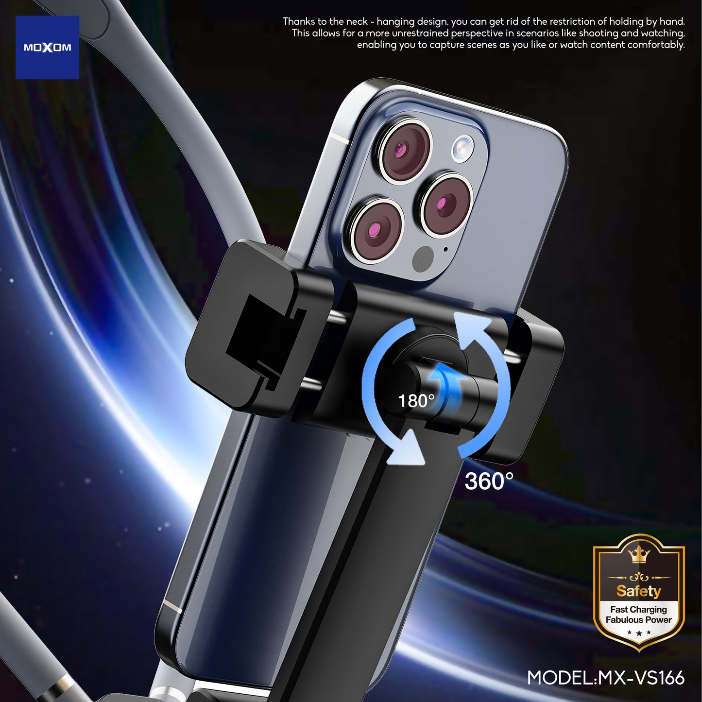 Moxom MX-VS166 Neck Hanging Clip Phone Holder Flexible Mobile Stand