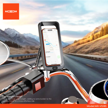 MOXOM MX-VS185 Motorcycle Rearview Mirror Phone Holder – Full Coverage Mount for Navigation, 113g