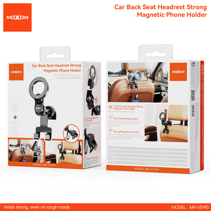 MOXOM MX-VS190 Back Seat Headrest Magnetic Phone Holder – Strong Neodymium Magnets, Tool-Free Install