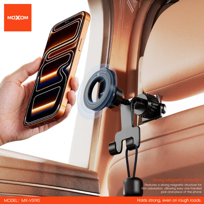 MOXOM MX-VS190 Back Seat Headrest Magnetic Phone Holder – Strong Neodymium Magnets, Tool-Free Install