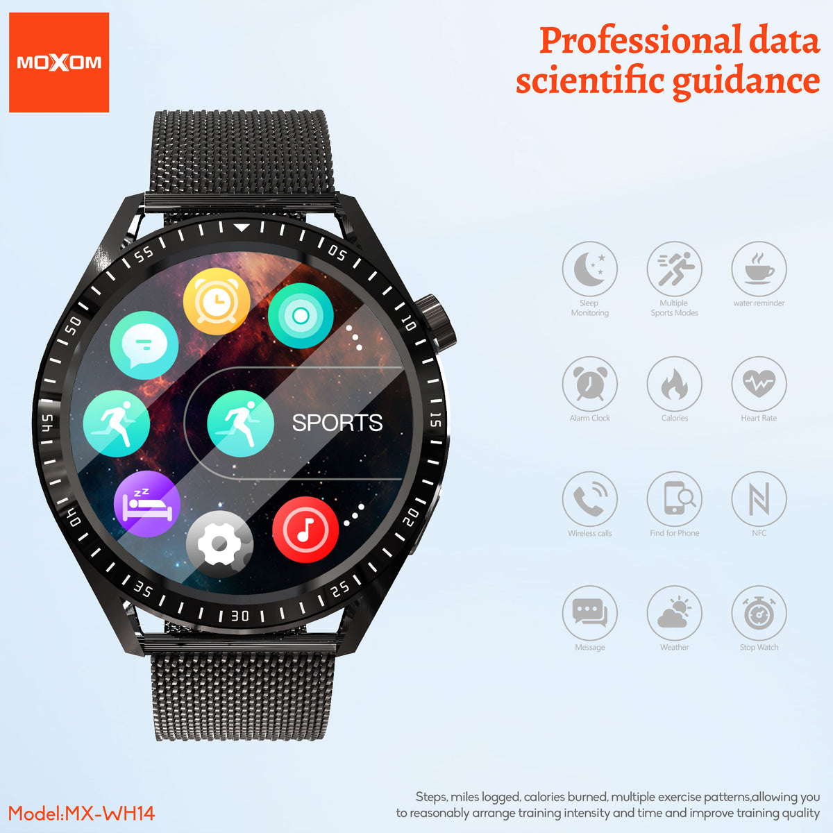 MOXOM MX-WH14 Smartwatch – 1.53" HD Touchscreen, Bluetooth Calling, Heart Rate & Sleep Tracking