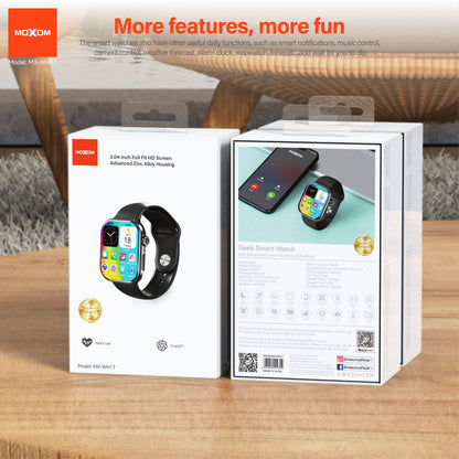 MOXOM MX-WH17 Smartwatch – 2.04" AMOLED HD Display, Bluetooth Calling, IP68, Wireless Charging