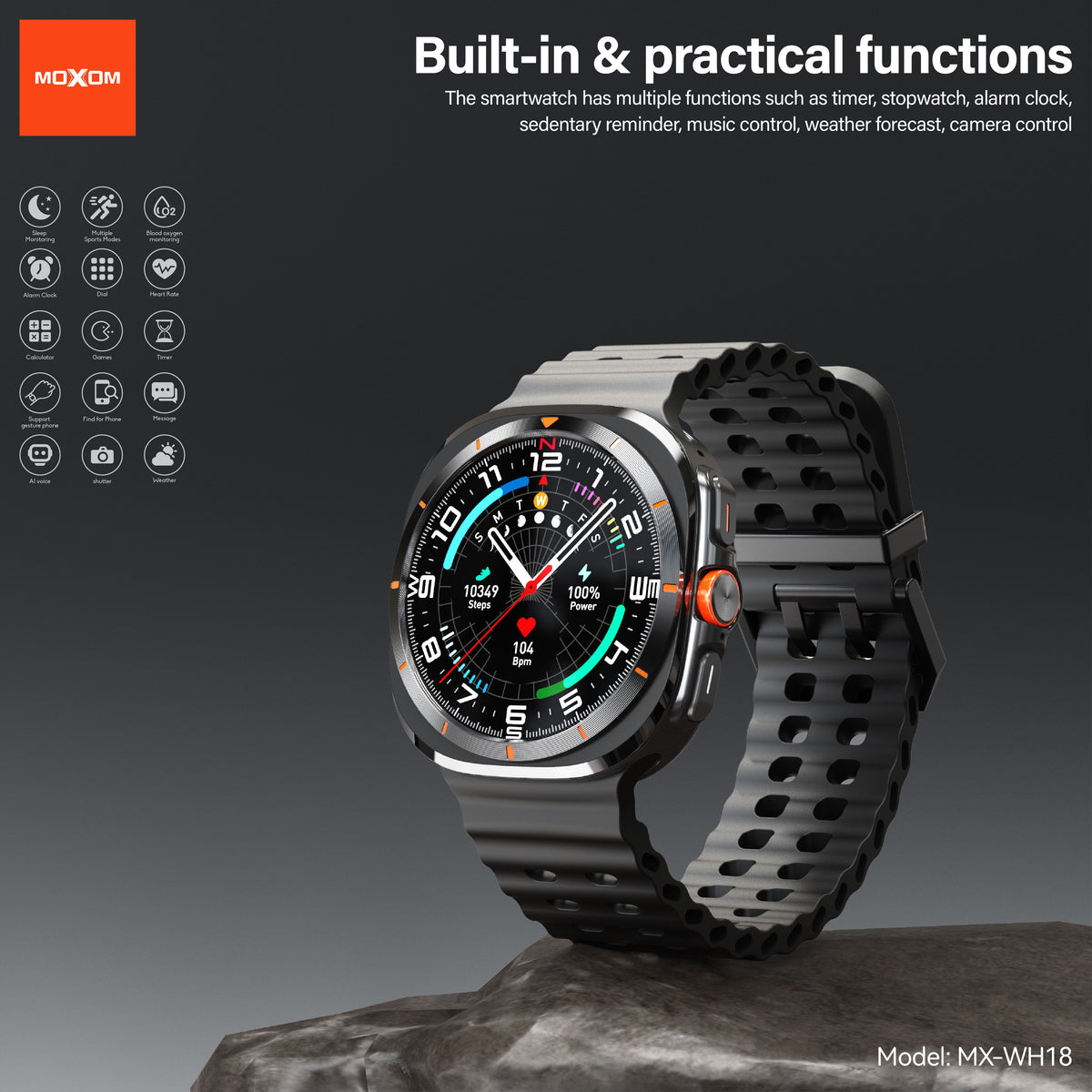 MOXOM MX-WH18 Smartwatch – Bold 2.1" HD Display, Bluetooth Calling, Multi-Sport & Wellness Tracking