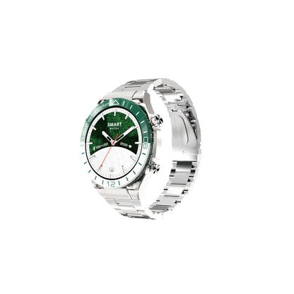 MOXOM MX-WH21 Emerald Steel Strap Smartwatch – Bluetooth Calling, NFC Door Access, IP67, Wireless Charging