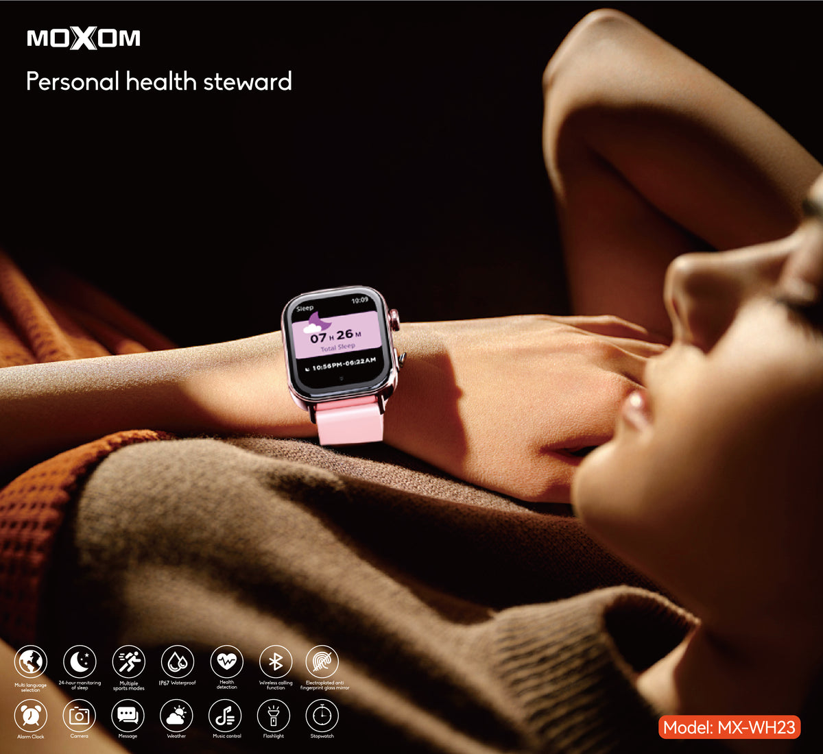 MOXOM MX-WH23 Dreamland Ladies Smartwatch – 1.75" Display, Bluetooth Calling, NFC Door Access, IP67