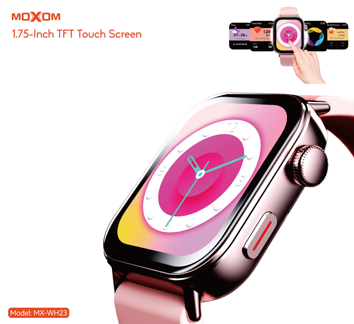 MOXOM MX-WH23 Dreamland Ladies Smartwatch – 1.75" Display, Bluetooth Calling, NFC Door Access, IP67