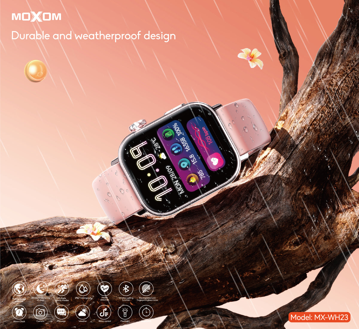MOXOM MX-WH23 Dreamland Ladies Smartwatch – 1.75" Display, Bluetooth Calling, NFC Door Access, IP67