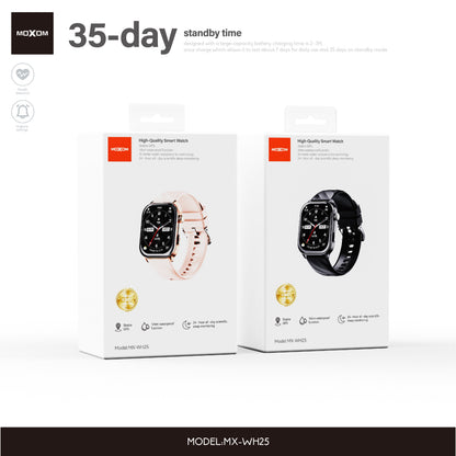 MOXOM MX-WH25 Smart Watch – Square Design, Activity Tracking, Notifications, Pink/Black