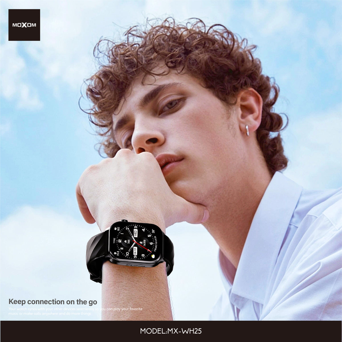 MOXOM MX-WH25 Smart Watch – Square Design, Activity Tracking, Notifications, Pink/Black