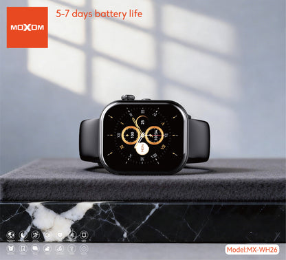 MOXOM MX-WH26 Heart Rate Smartwatch – 2.01" Display, Bluetooth Calling, 5ATM Water Resistant, Up to 10 Days