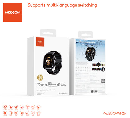 MOXOM MX-WH26 Heart Rate Smartwatch – 2.01" Display, Bluetooth Calling, 5ATM Water Resistant, Up to 10 Days