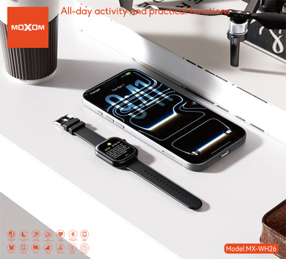 MOXOM MX-WH26 Heart Rate Smartwatch – 2.01" Display, Bluetooth Calling, 5ATM Water Resistant, Up to 10 Days