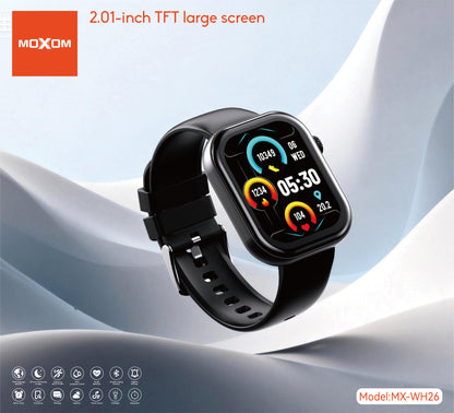 MOXOM MX-WH26 Heart Rate Smartwatch – 2.01" Display, Bluetooth Calling, 5ATM Water Resistant, Up to 10 Days