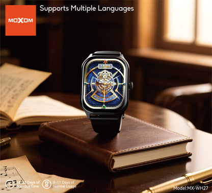 MOXOM MX-WH27 Smartwatch – 2.01" Square HD Screen, Bluetooth Calling, Up to 11-Day Battery, 1ATM